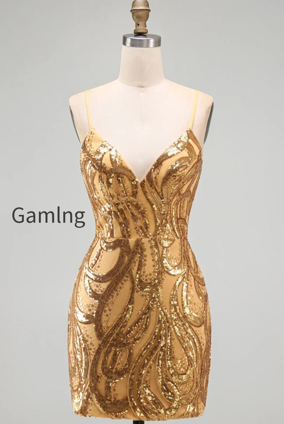 sparkly-gold-sequin-tight-v-neck-short-homecoming-dress