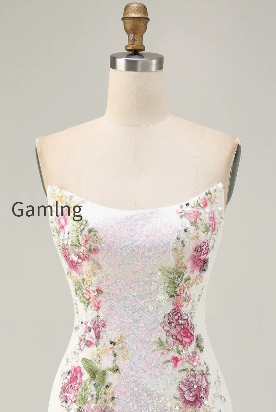 sparkly-white-floral-strapless-short-tight-homecoming-dress-with-sequins