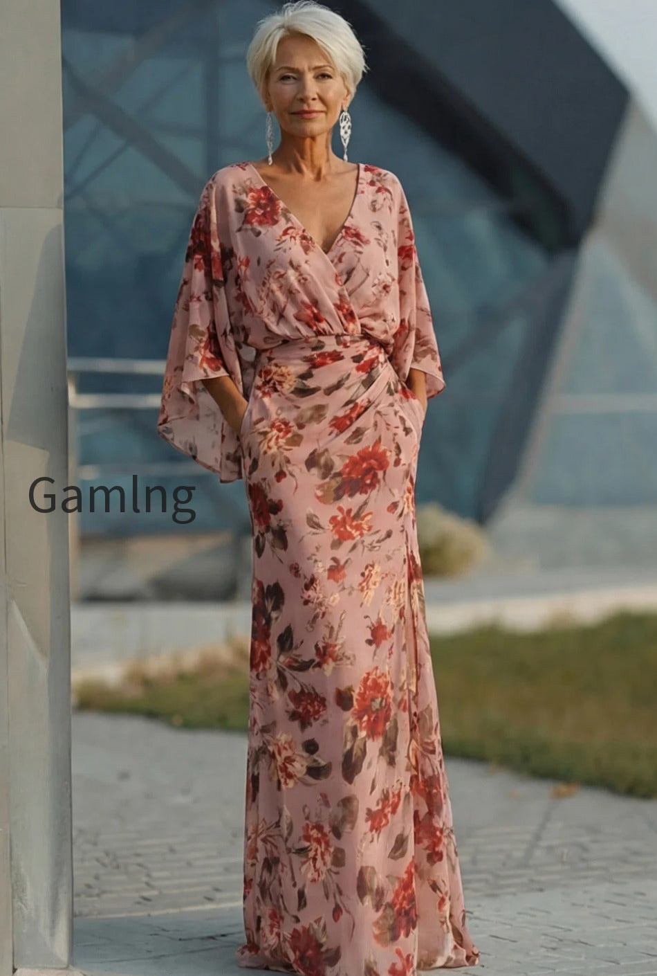 floral-dusty-rose-chiffon-v-neck-sheath-long-mother-of-the-bride-dress-with-pockets