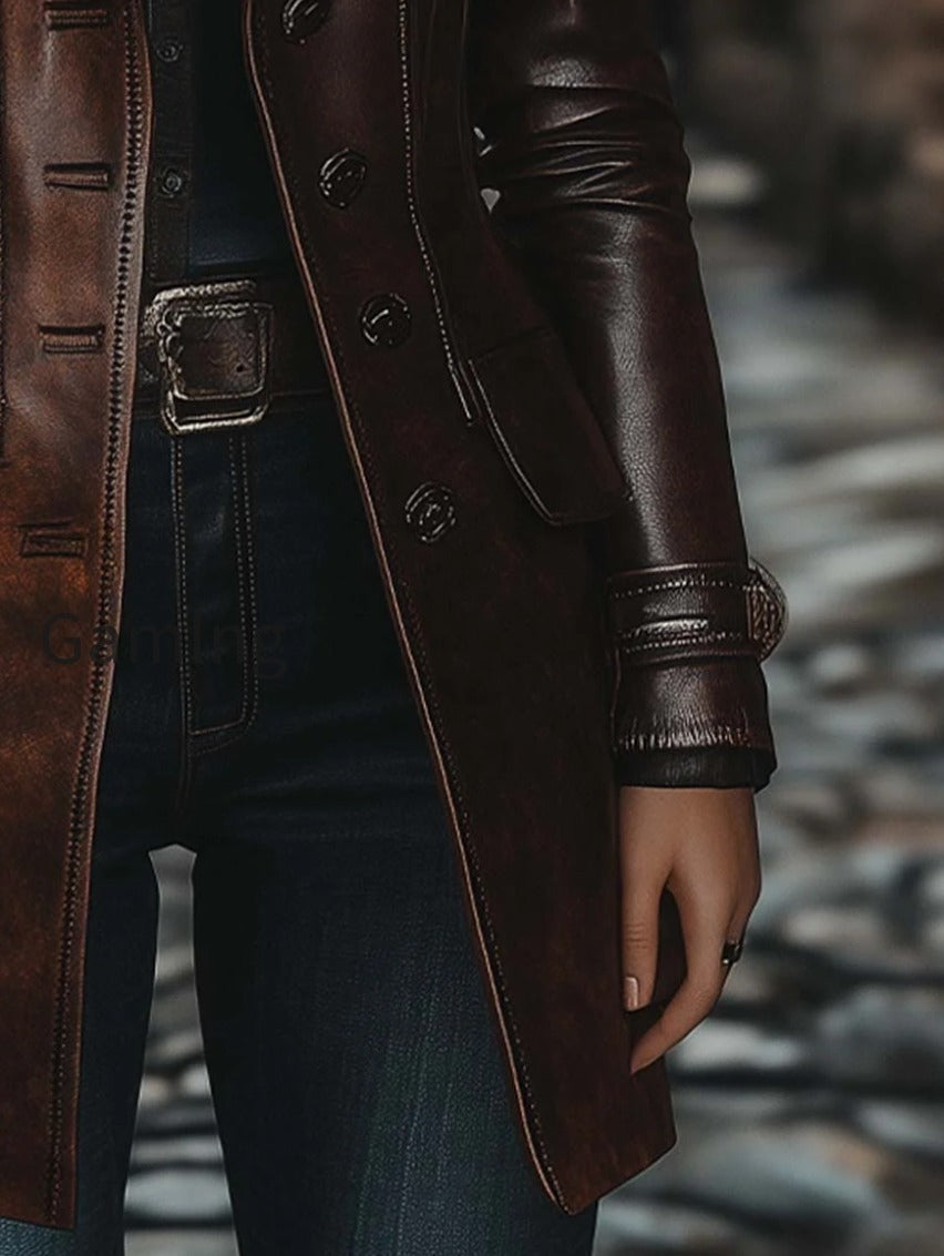 womens-vintage-lapel-button-leather-long-jacket