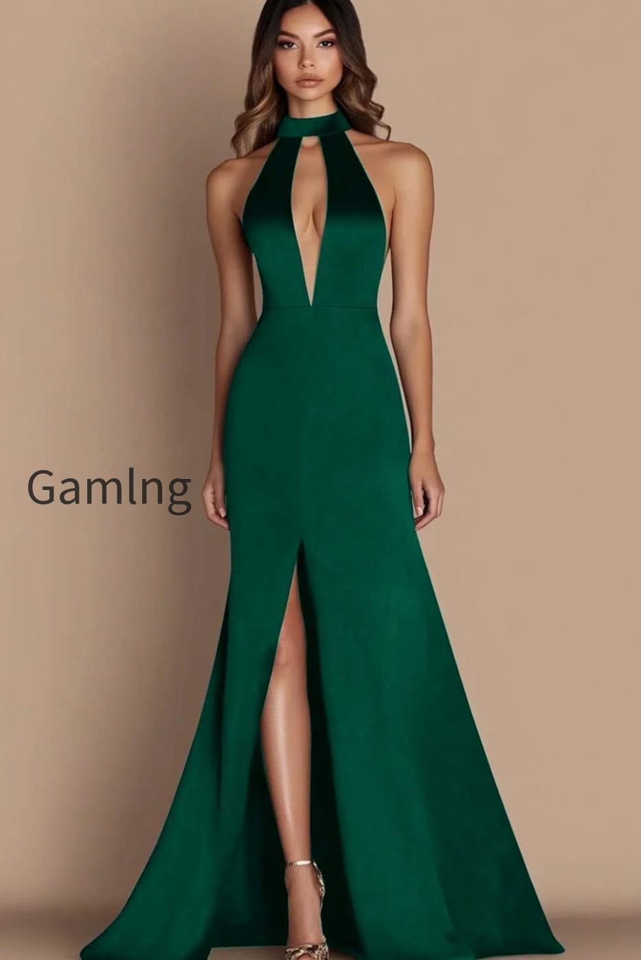 simple-halter-satin-long-keyhole-black-tie-dress-with-slit