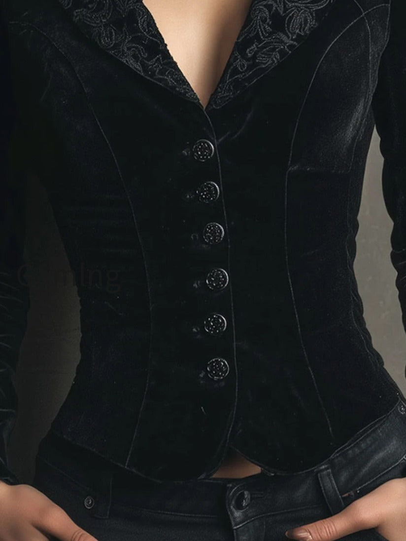 black-velvet-embroidered-lapel-victorian-blazer-jacket