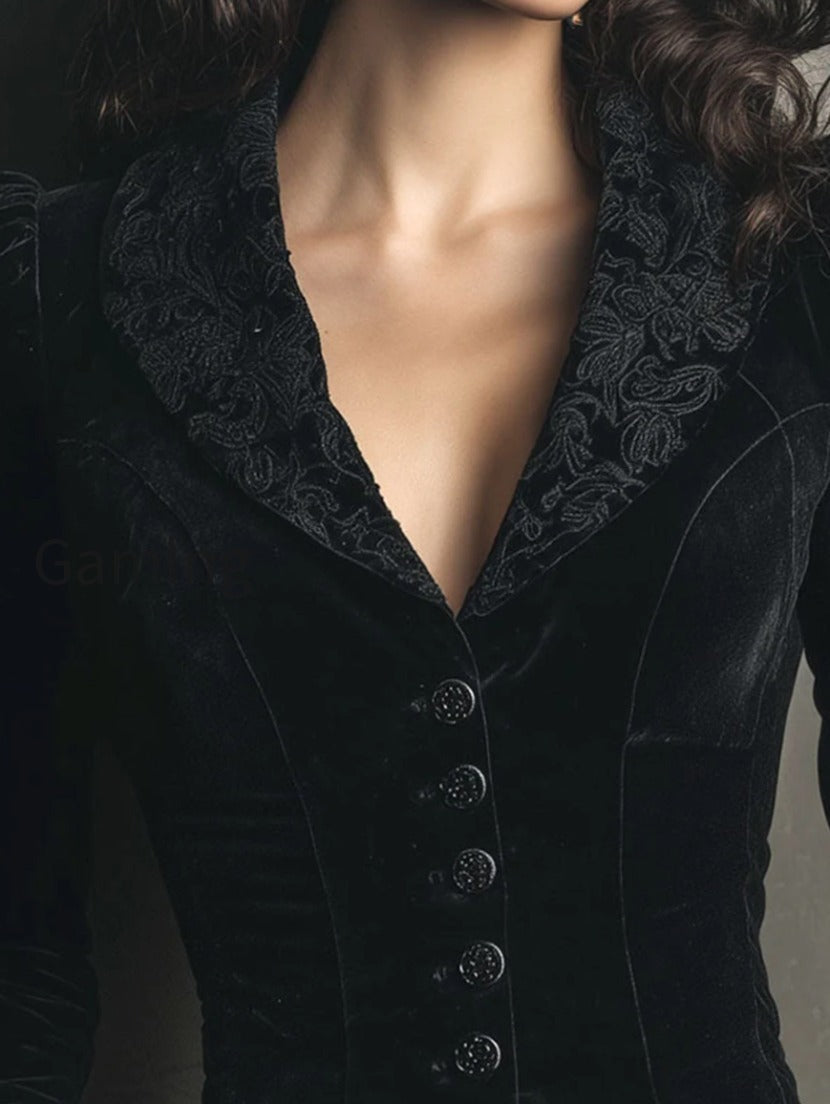 black-velvet-embroidered-lapel-victorian-blazer-jacket