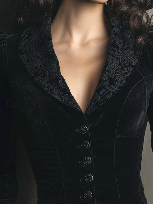 black-velvet-embroidered-lapel-victorian-blazer-jacket