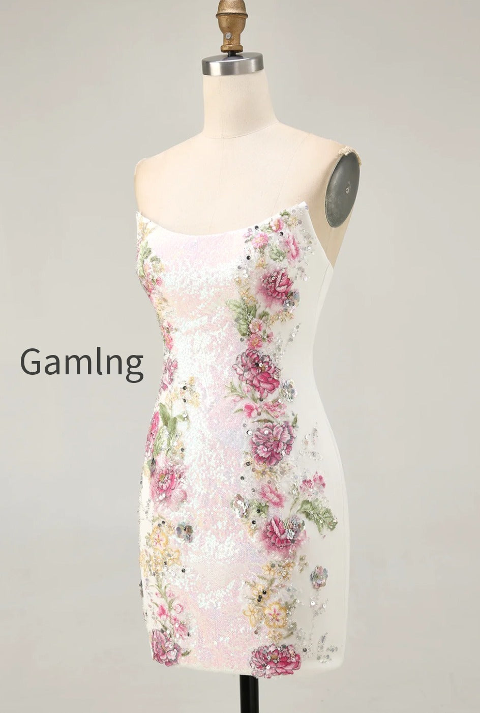 sparkly-white-floral-strapless-short-tight-homecoming-dress-with-sequins