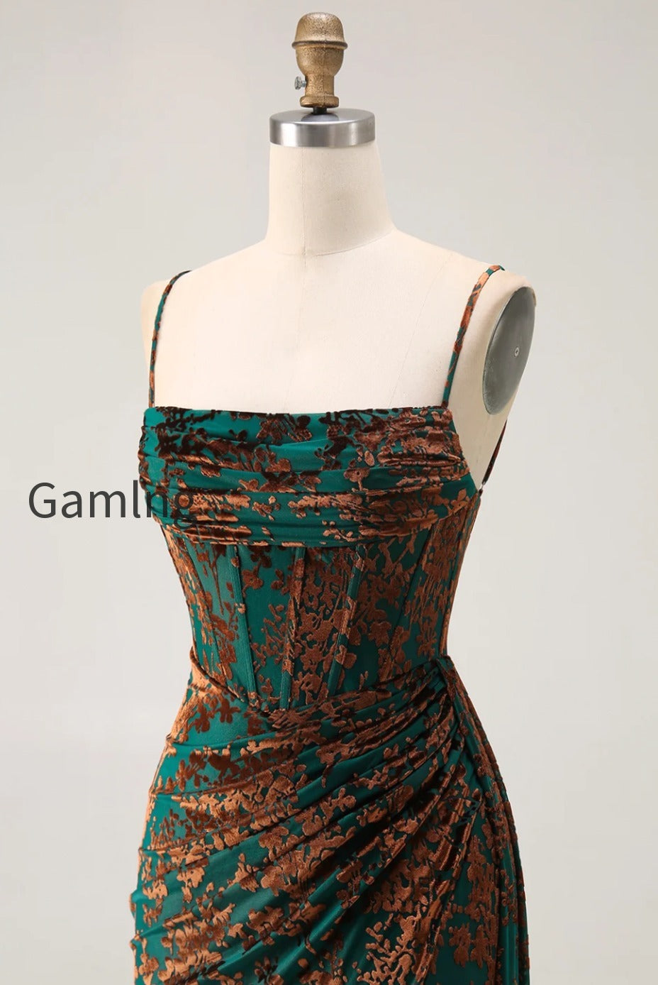 burgundy-corset-spaghetti-straps-velvet-long-wedding-guest-dress-with-slit