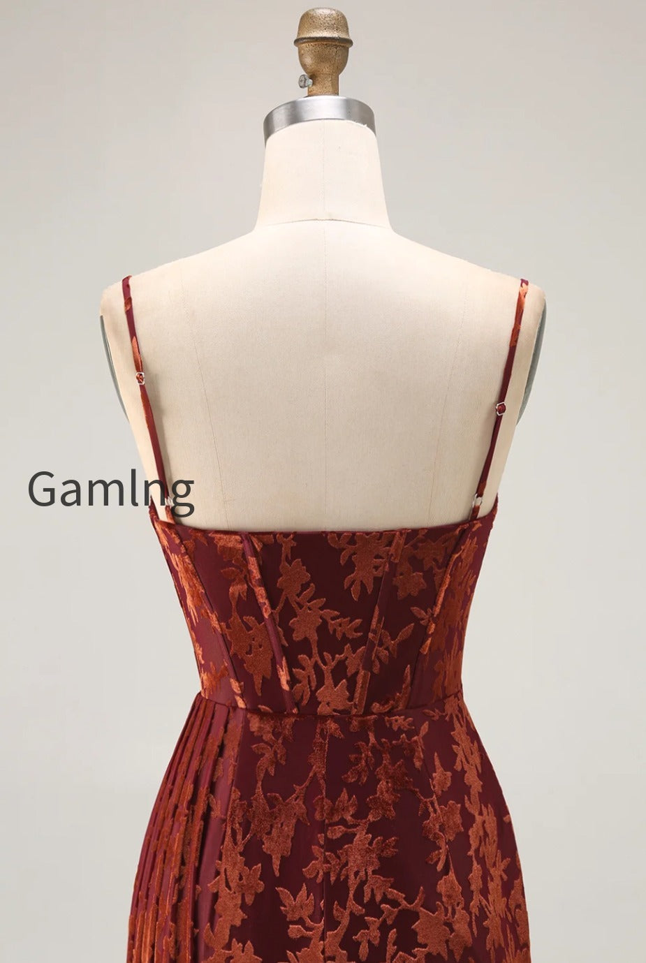 burgundy-corset-spaghetti-straps-velvet-long-wedding-guest-dress-with-slit