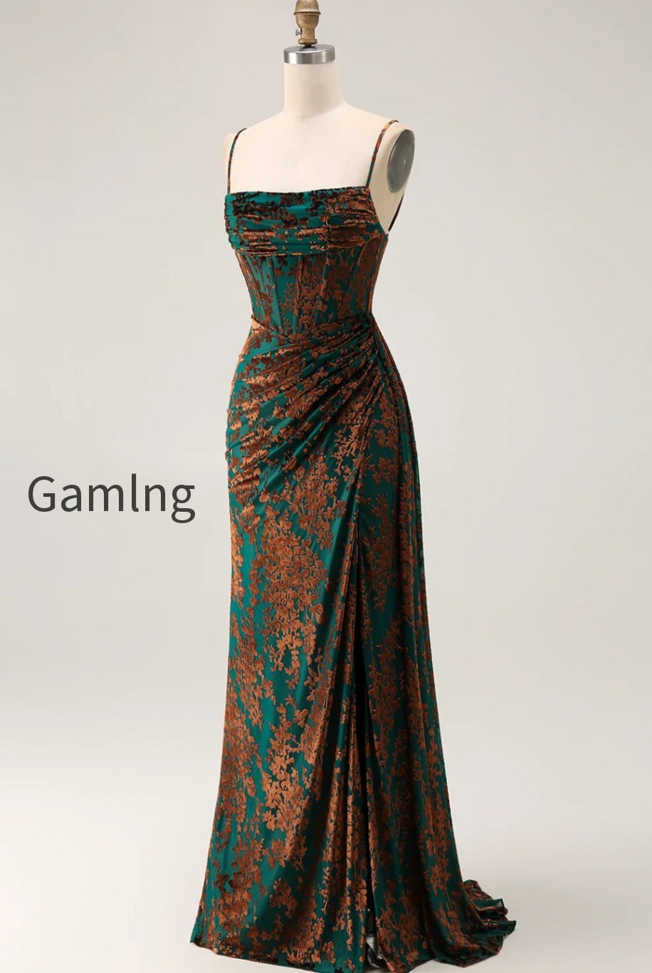 burgundy-corset-spaghetti-straps-velvet-long-wedding-guest-dress-with-slit