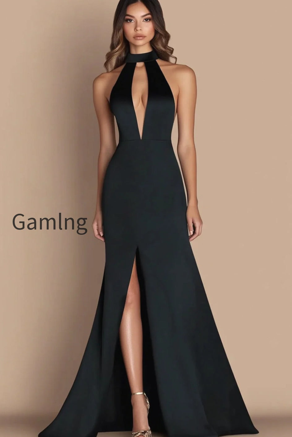 simple-halter-satin-long-keyhole-black-tie-dress-with-slit