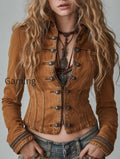 bohemian-style-practical-washed-double-breasted-short-jacket