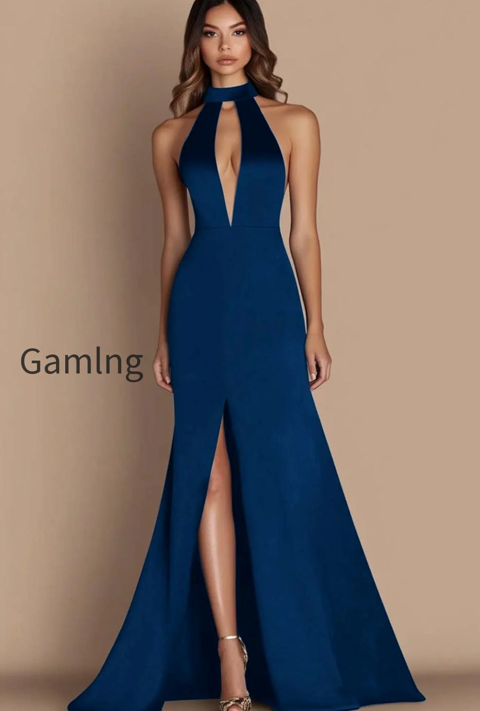 simple-halter-satin-long-keyhole-black-tie-dress-with-slit