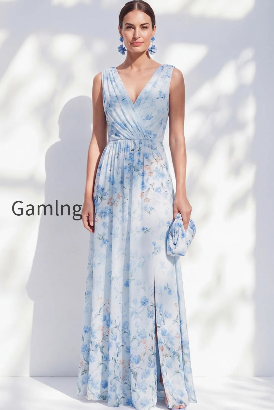 blue-floral-a-line-long-v-neck-mother-of-the-bride-dress-with-slit
