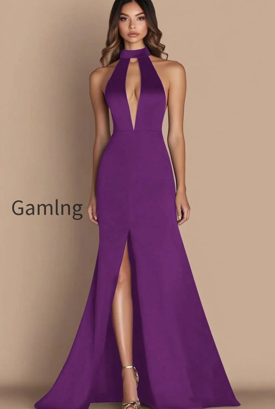 simple-halter-satin-long-keyhole-black-tie-dress-with-slit