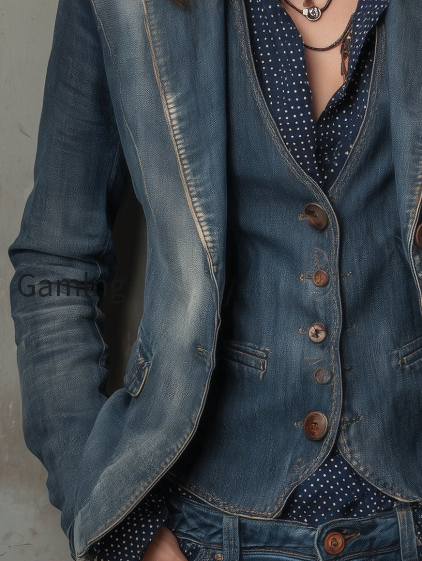 retro-distressed-denim-vest-flap-pocket-blazer-set