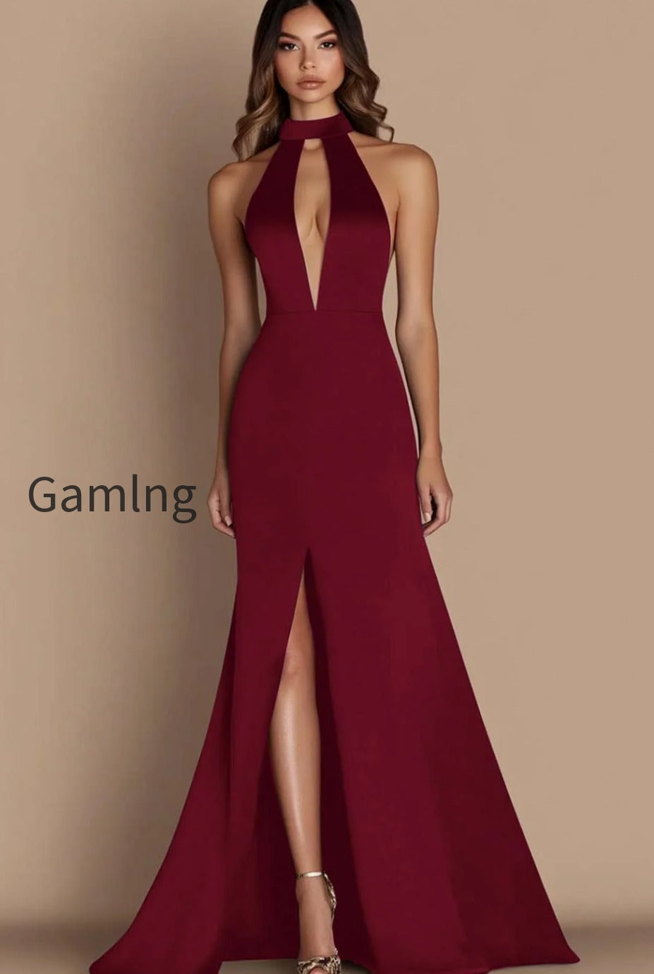 simple-halter-satin-long-keyhole-black-tie-dress-with-slit