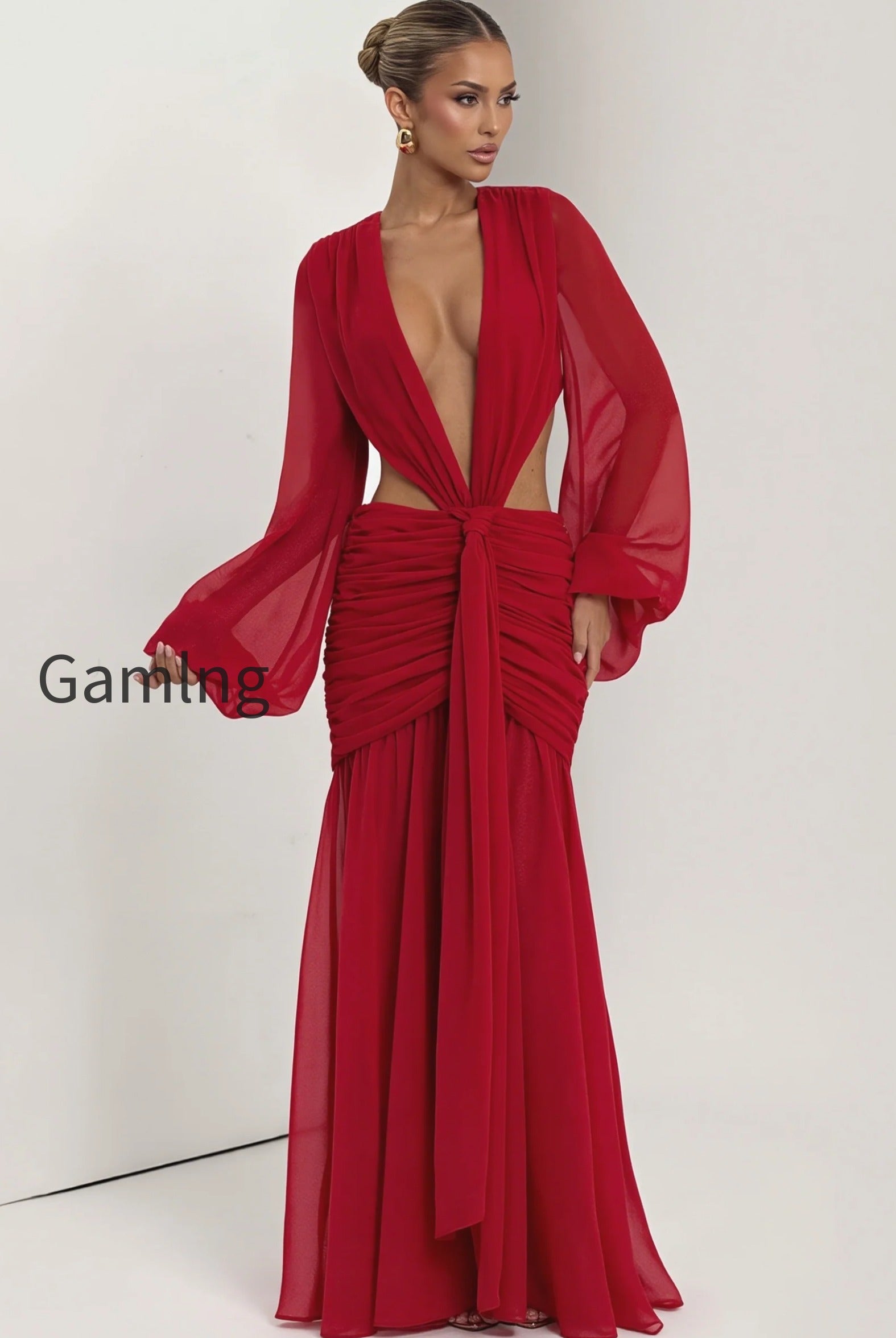 chiffon-sheer-long-sleeve-cutout-maxi-dress