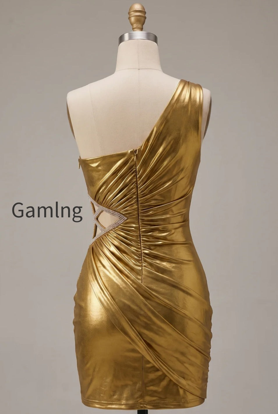 sparkly-gold-tight-metallic-beaded-cut-out-ruched-short-homecoming-dress