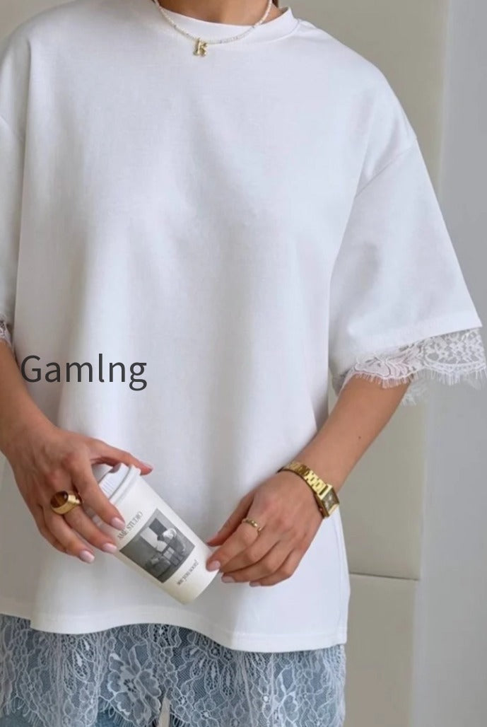 minimalist-sweet-lace-splice-short-sleeve-t-shirt