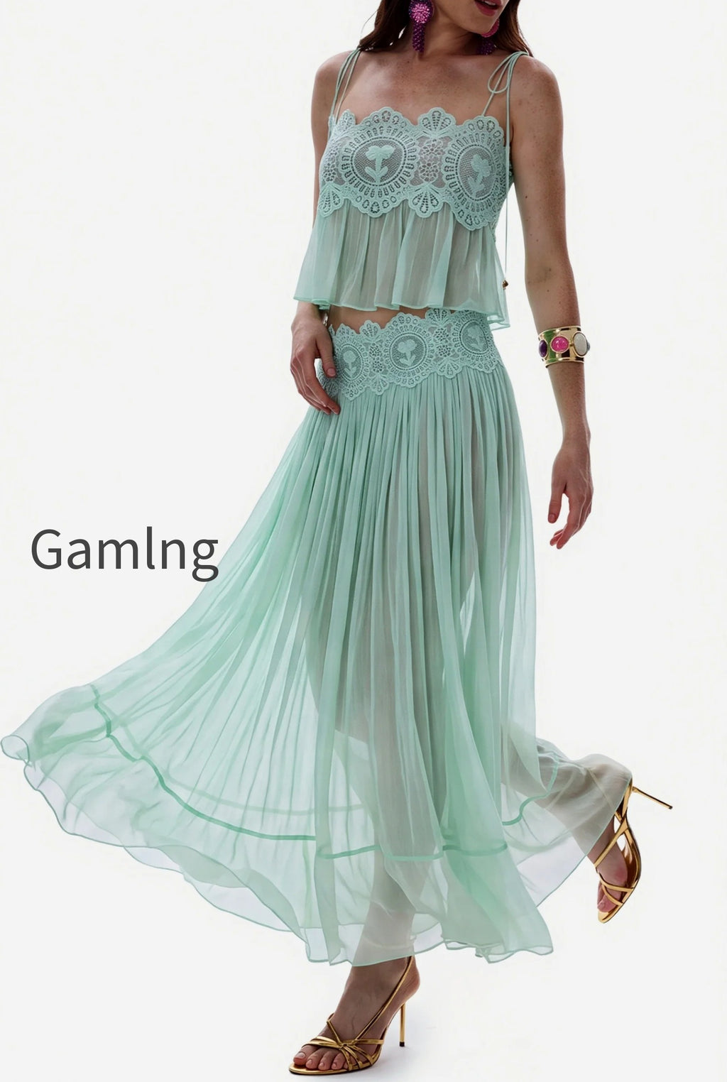 lace-chiffon-pleated-skirt-set