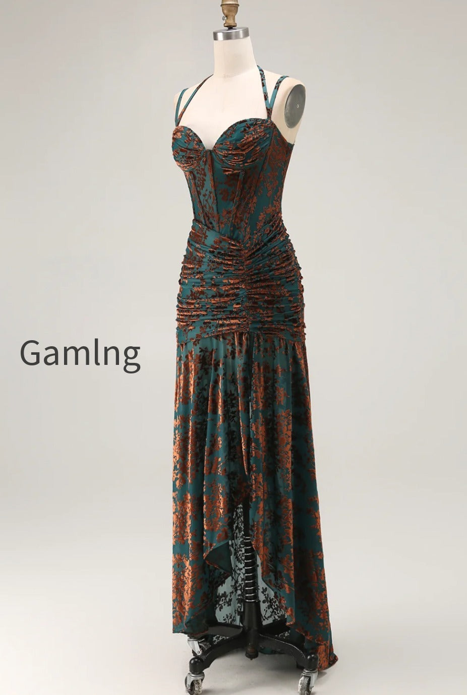 dark-green-corset-floral-sheath-long-wedding-guest-dress-with-slit