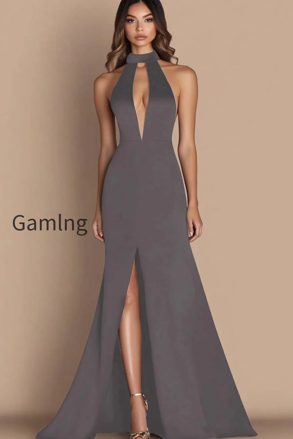 simple-halter-satin-long-keyhole-black-tie-dress-with-slit
