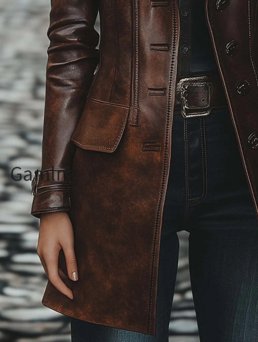 womens-vintage-lapel-button-leather-long-jacket