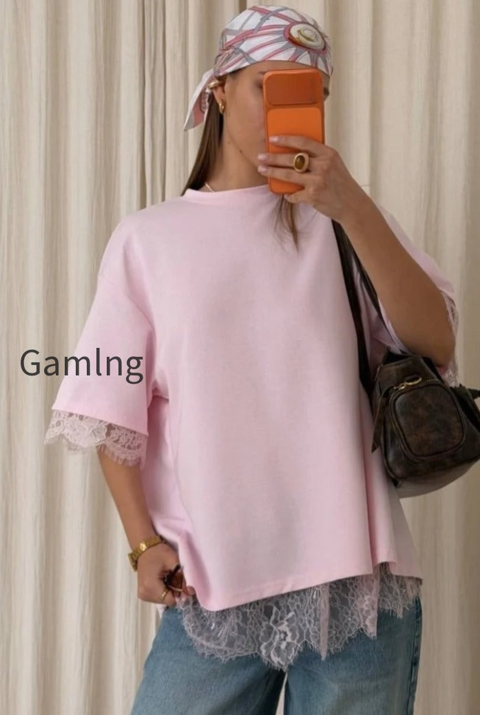 minimalist-sweet-lace-splice-short-sleeve-t-shirt