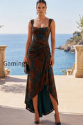 dark-green-velvet-sheath-floral-ruched-high-low-holiday-dress